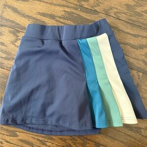 Girl's Navy Athletic Skirt with Color Block Pleats